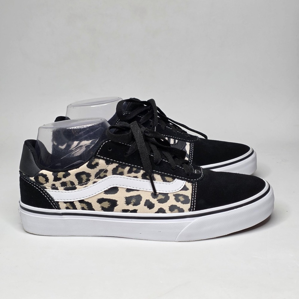 Vans Ward Skate Sneakers Womens Size 9.5 Leopard Print Black Suede Low Top Shoes